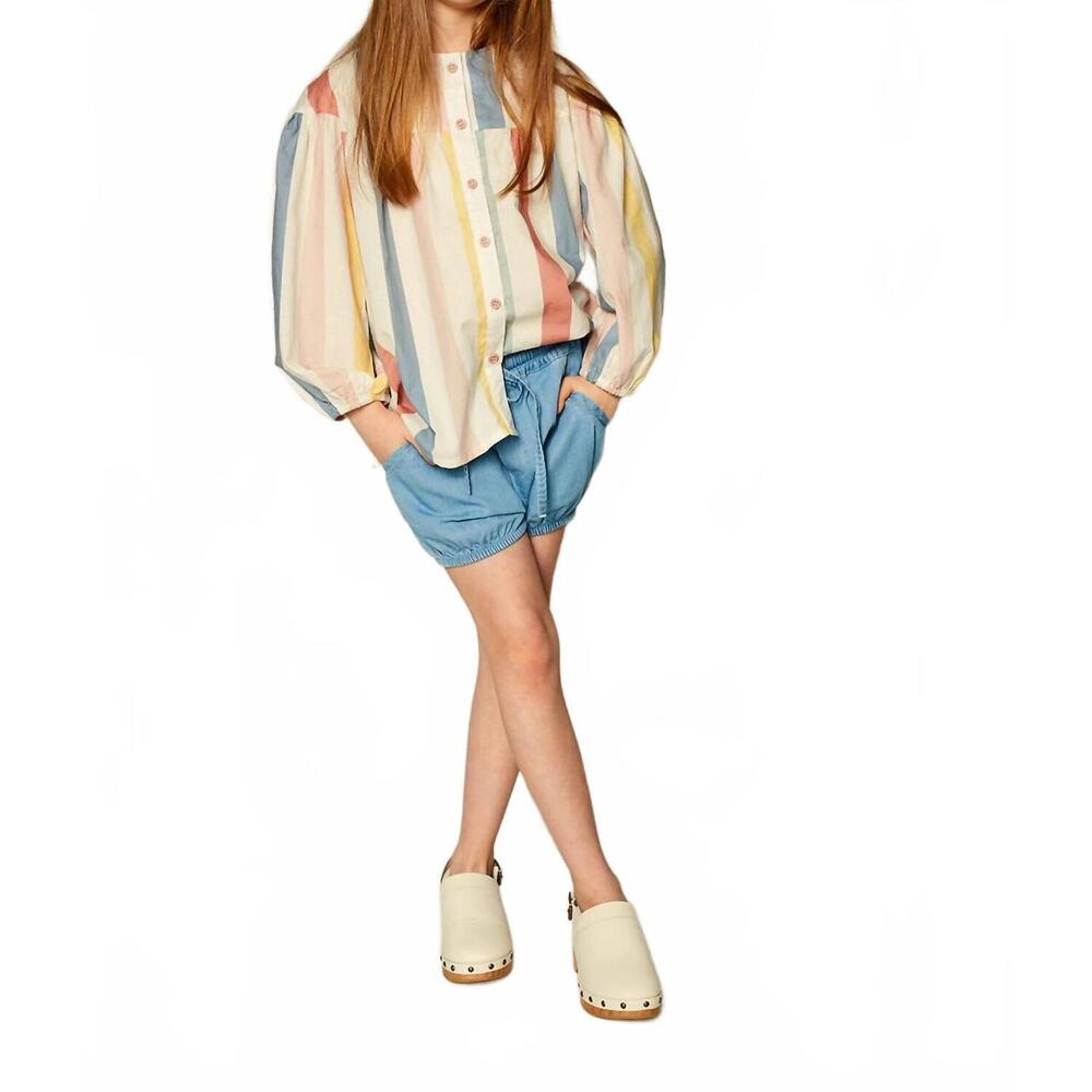 NEW KIDS ON THE MOON yoke stripe blouse in ice cream time